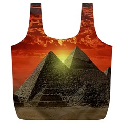 Pyramids Egypt Monument Landmark Sunrise Sunset Egyptian Full Print Recycle Bag (xl) by Proyonanggan