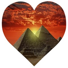 Pyramids Egypt Monument Landmark Sunrise Sunset Egyptian Wooden Puzzle Heart by Proyonanggan