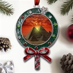 Pyramids Egypt Monument Landmark Sunrise Sunset Egyptian Metal X Mas Lollipop with Crystal Ornament Front