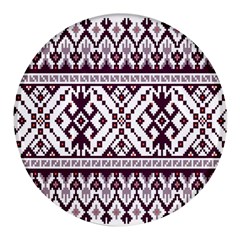 Illustration Ukrainian Folk Seamless Pattern Ornament Round Glass Fridge Magnet (4 Pack)