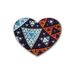 Fractal Triangle Geometric Abstract Pattern Rubber Coaster (heart) by Cemarart