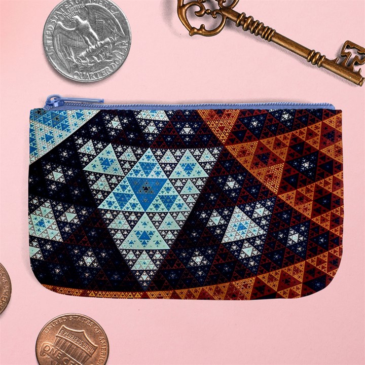 Fractal Triangle Geometric Abstract Pattern Large Coin Purse