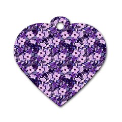 Purple Flowers 001 Purple Flowers 02 Dog Tag Heart (One Side)