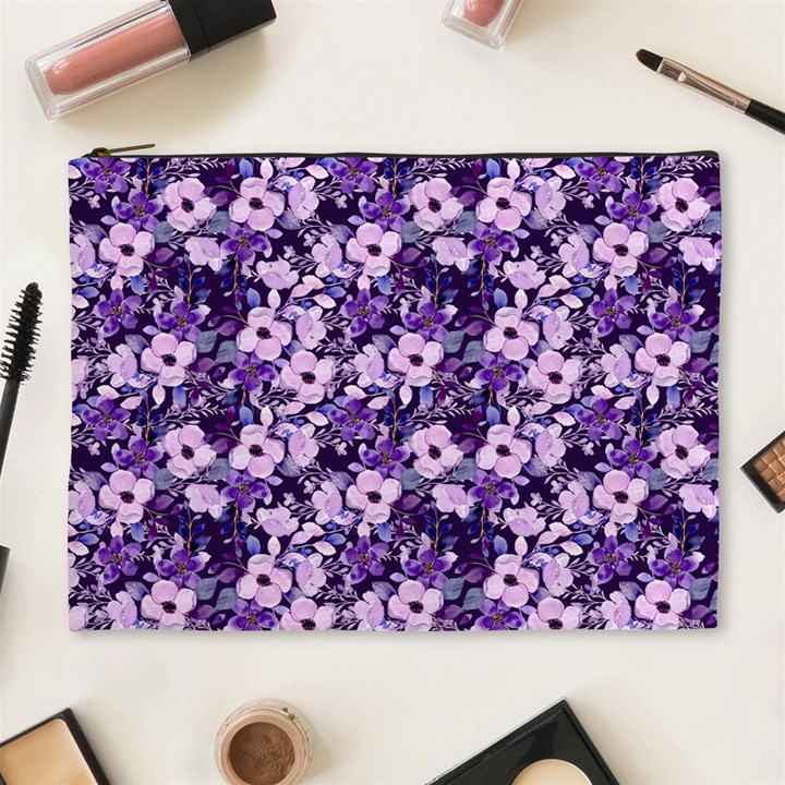 Purple Flowers 001 Purple Flowers 02 Cosmetic Bag (XL)