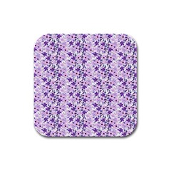 Purple Flowers 001 Rubber Square Coaster (4 pack)