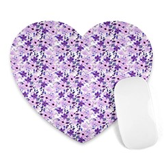 Purple Flowers 001 Heart Mousepad