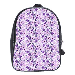 Purple Flowers 001 School Bag (Large)