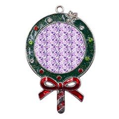 Purple Flowers 001 Metal X mas Lollipop With Crystal Ornament by DinkovaArt