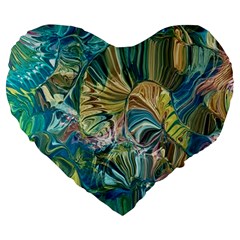 Abstract Petals Large 19  Premium Flano Heart Shape Cushions by kaleidomarblingart