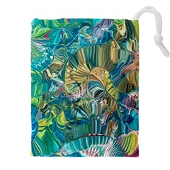 Abstract Petals Drawstring Pouch (5xl) by kaleidomarblingart