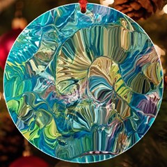 Abstract Petals Uv Print Acrylic Ornament Round by kaleidomarblingart