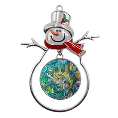 Abstract Petals Metal Snowman Ornament by kaleidomarblingart