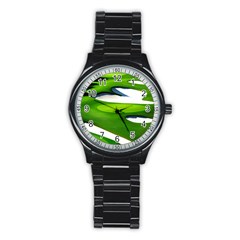 Golf Course Par Green Stainless Steel Round Watch