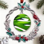 Golf Course Par Green Metal X mas Wreath Holly leaf Ornament Front