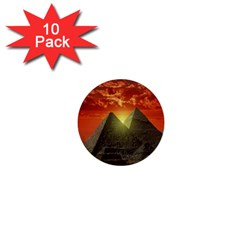 Pyramids Egypt Monument Landmark Sunrise Sunset Egyptian 1  Mini Buttons (10 Pack)  by Proyonanggan