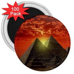 Pyramids Egypt Monument Landmark Sunrise Sunset Egyptian 3  Magnets (100 Pack) by Proyonanggan