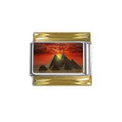 Pyramids Egypt Monument Landmark Sunrise Sunset Egyptian Gold Trim Italian Charm (9mm) by Proyonanggan