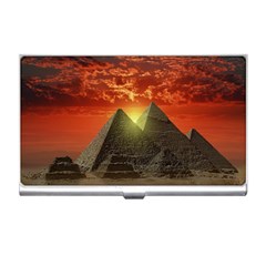 Pyramids Egypt Monument Landmark Sunrise Sunset Egyptian Business Card Holder by Proyonanggan