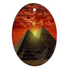 Pyramids Egypt Monument Landmark Sunrise Sunset Egyptian Oval Ornament (two Sides) by Proyonanggan