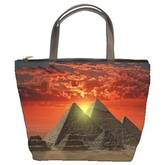 Pyramids Egypt Monument Landmark Sunrise Sunset Egyptian Bucket Bag by Proyonanggan