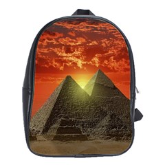 Pyramids Egypt Monument Landmark Sunrise Sunset Egyptian School Bag (large) by Proyonanggan