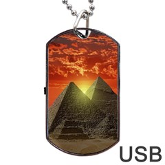 Pyramids Egypt Monument Landmark Sunrise Sunset Egyptian Dog Tag Usb Flash (two Sides) by Proyonanggan