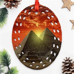 Pyramids Egypt Monument Landmark Sunrise Sunset Egyptian Oval Filigree Ornament (two Sides) by Proyonanggan