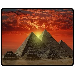 Pyramids Egypt Monument Landmark Sunrise Sunset Egyptian Two Sides Fleece Blanket (medium) by Proyonanggan