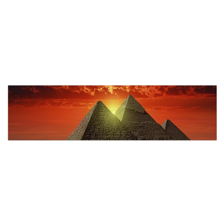 Pyramids Egypt Monument Landmark Sunrise Sunset Egyptian Oblong Satin Scarf (16  x 60 )