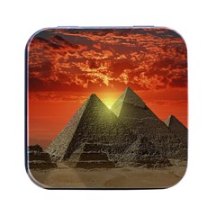 Pyramids Egypt Monument Landmark Sunrise Sunset Egyptian Square Metal Box (black) by Proyonanggan