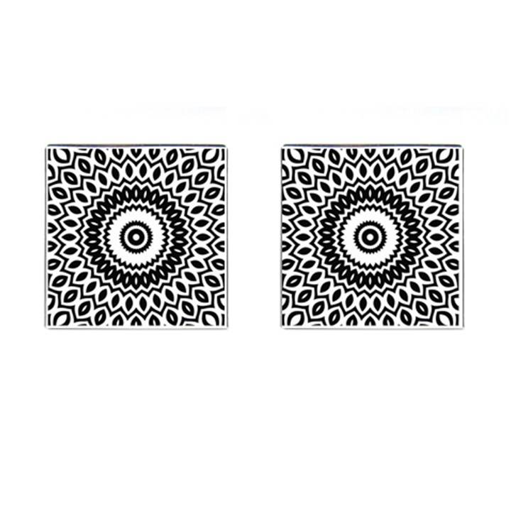 Circular Concentric Radial Symmetry Abstract Cufflinks (Square)