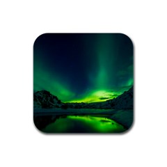 Iceland Aurora Borealis Rubber Square Coaster (4 Pack) by Proyonanggan