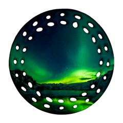 Iceland Aurora Borealis Round Filigree Ornament (two Sides) by Proyonanggan