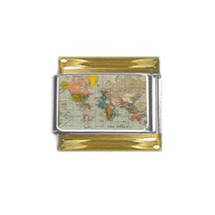 Vintage World Map Gold Trim Italian Charm (9mm) by Proyonanggan