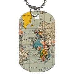 Vintage World Map Dog Tag (one Side)