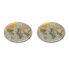 Vintage World Map Cufflinks (oval) by Proyonanggan