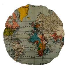 Vintage World Map Large 18  Premium Round Cushions by Proyonanggan