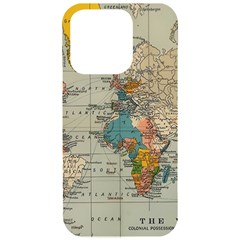 Vintage World Map Iphone 15 Pro Black Uv Print Pc Hardshell Case