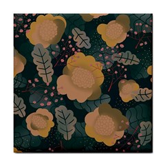 Flower Patterns Pattern Beige Green Tile Coaster by Proyonanggan