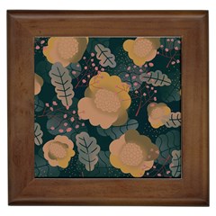 Flower Patterns Pattern Beige Green Framed Tile by Proyonanggan