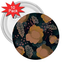 Flower Patterns Pattern Beige Green 3  Buttons (10 Pack)  by Proyonanggan