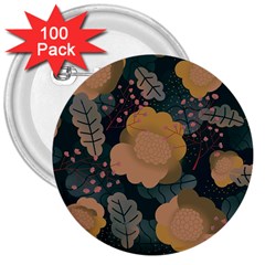 Flower Patterns Pattern Beige Green 3  Buttons (100 Pack)  by Proyonanggan