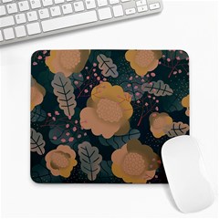 Flower Patterns Pattern Beige Green Large Mousepad by Proyonanggan