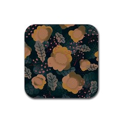 Flower Patterns Pattern Beige Green Rubber Coaster (square) by Proyonanggan