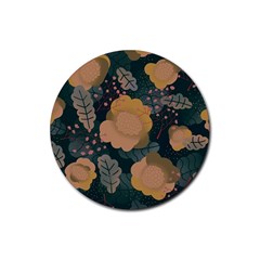 Flower Patterns Pattern Beige Green Rubber Coaster (round) by Proyonanggan