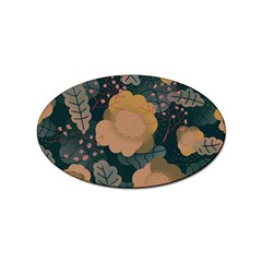 Flower Patterns Pattern Beige Green Sticker Oval (100 Pack) by Proyonanggan