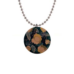 Flower Patterns Pattern Beige Green 1  Button Necklace