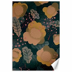 Flower Patterns Pattern Beige Green Canvas 12  X 18  by Proyonanggan