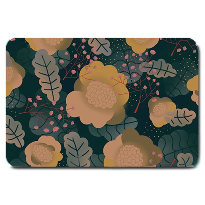 Flower Patterns Pattern Beige Green Large Doormat