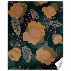 Flower Patterns Pattern Beige Green Canvas 11  X 14  by Proyonanggan